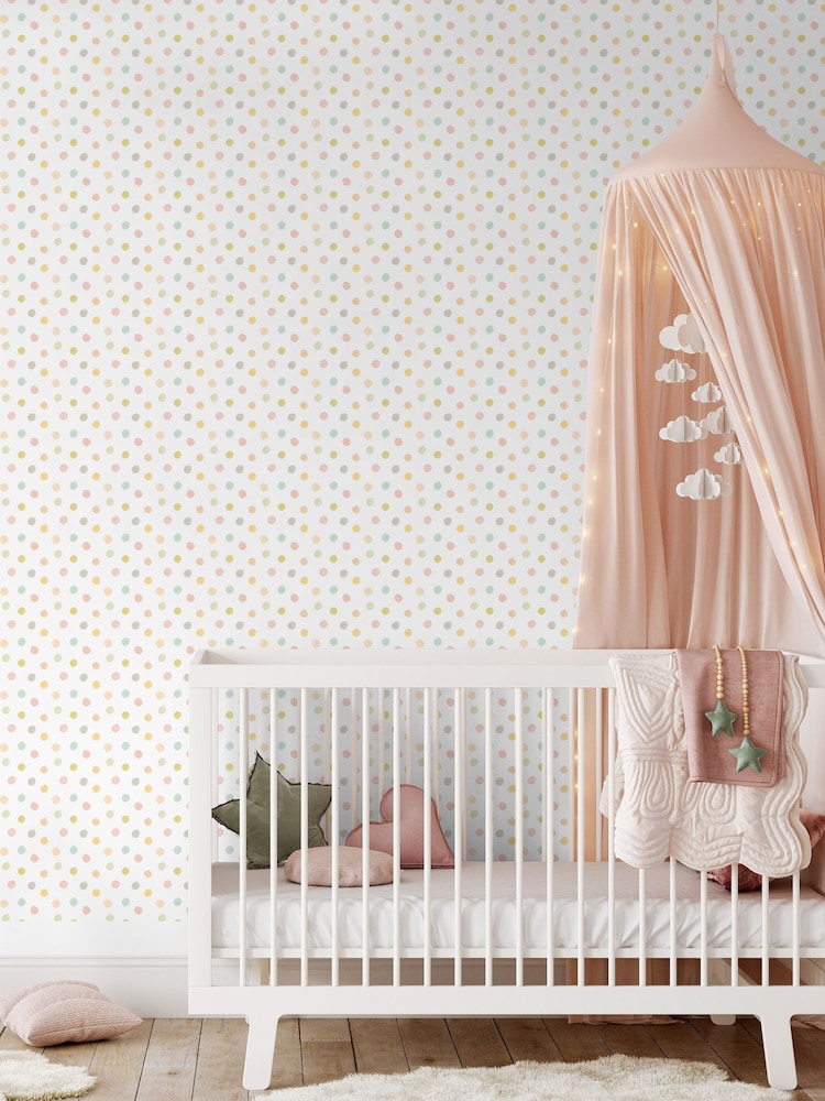 Hoopla Walls Natural Dotty 10m Wallpaper - Image 1 of 2