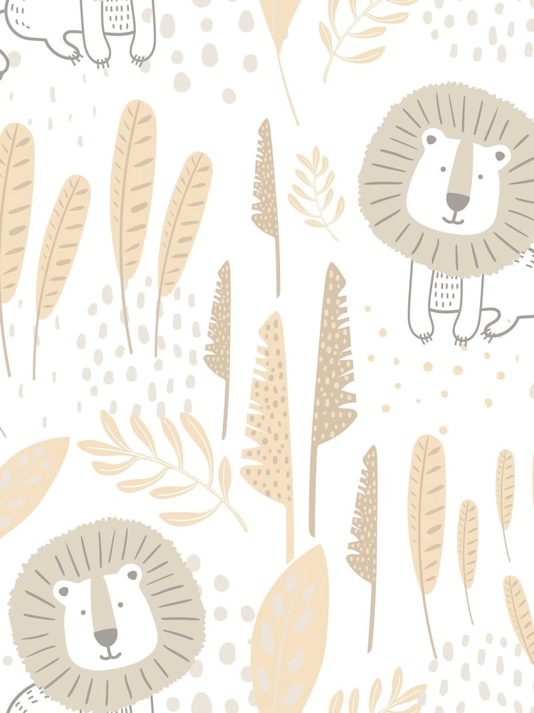 Hoopla Walls Natural Happy Lion 10m Wallpaper - Image 2 of 2