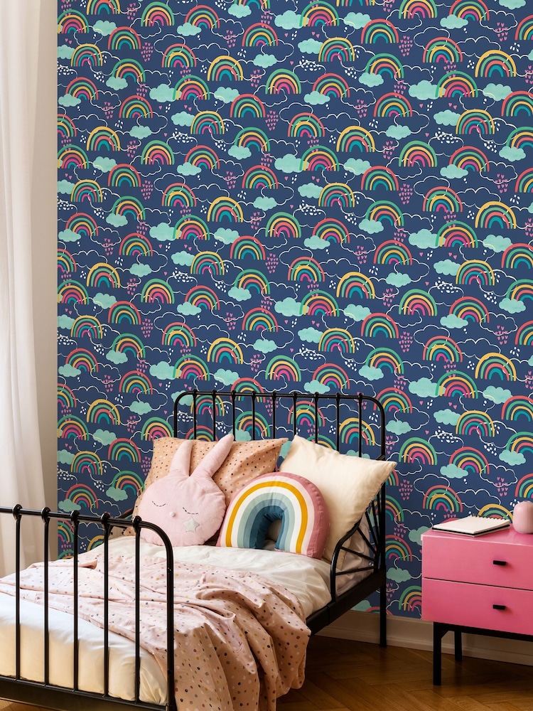 Hoopla Walls Blue Rainbow Love 10m Wallpaper - Image 1 of 2