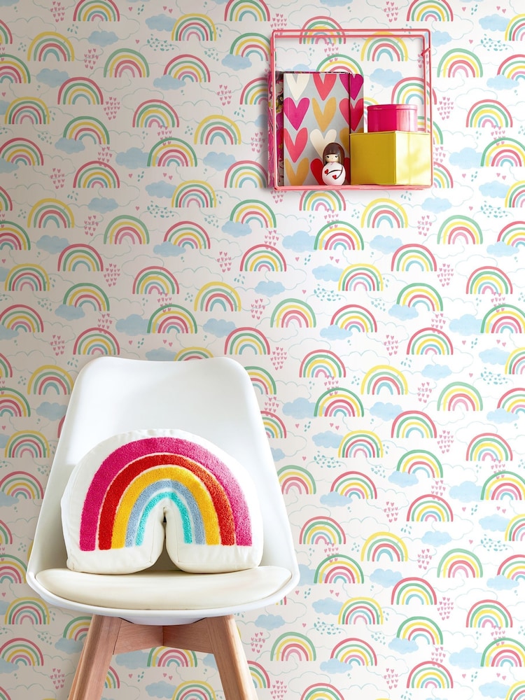 Hoopla Walls Pink Rainbow Love 10m Wallpaper - Image 1 of 2 Hoopla Walls Pink Rainbow Love 10m Wallpaper - Image 1 of 2