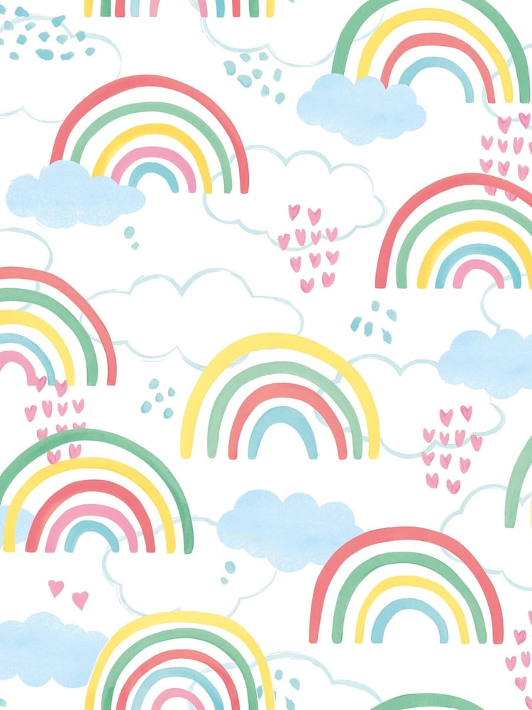 Hoopla Walls Pink Rainbow Love 10m Wallpaper - Image 2 of 2 Hoopla Walls Pink Rainbow Love 10m Wallpaper - Image 2 of 2