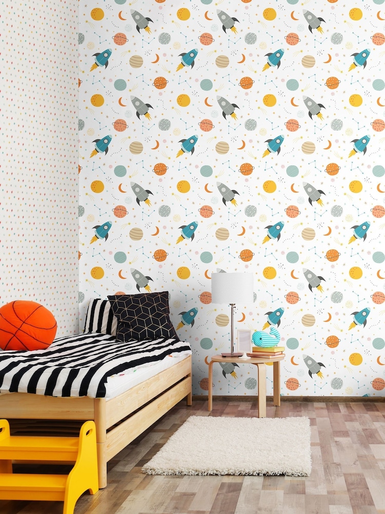 Hoopla Walls Orange Lift Off! 10m Wallpaper - Image 1 of 2