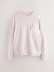 Pink Garment Washed Utility Crew Neck Sweatshirt - Image 6 of 8
