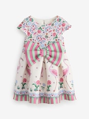 Cath Kidston Pink/Cream Stripe Scuba Bow Dress (3mths-7yrs) - Image 1 of 5