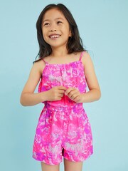 Angels By Accessorize Pink Girls Tie Dye Strappy Playsuit - Image 1 of 3