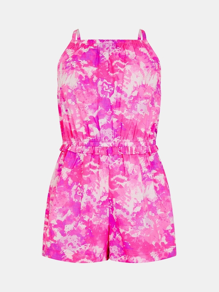 Angels By Accessorize Pink Girls Tie Dye Strappy Playsuit - Image 2 of 3