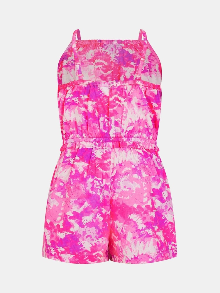 Angels By Accessorize Pink Girls Tie Dye Strappy Playsuit - Image 3 of 3