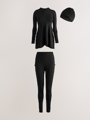 Noir - Modest Burkini Swimsuit Set 3 Piece - Image 2 de 7