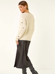 Roman White Sequin Heart Fluffy Knit Jumper - Image 3 of 5