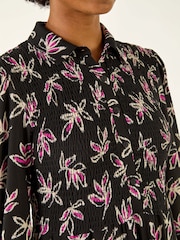 Roman Hemdkleid mit Blattprint in Midilänge - Bild 6 von 6