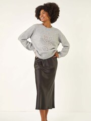 Roman Grey Abstract Heart Knit Jumper - Image 1 of 5
