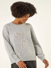 Roman Grey Abstract Heart Knit Jumper - Image 2 of 5