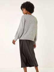 Roman Grey Abstract Heart Knit Jumper - Image 3 of 5