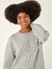 Roman Grey Abstract Heart Knit Jumper - Image 4 of 5