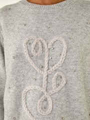 Roman Grey Abstract Heart Knit Jumper - Image 5 of 5