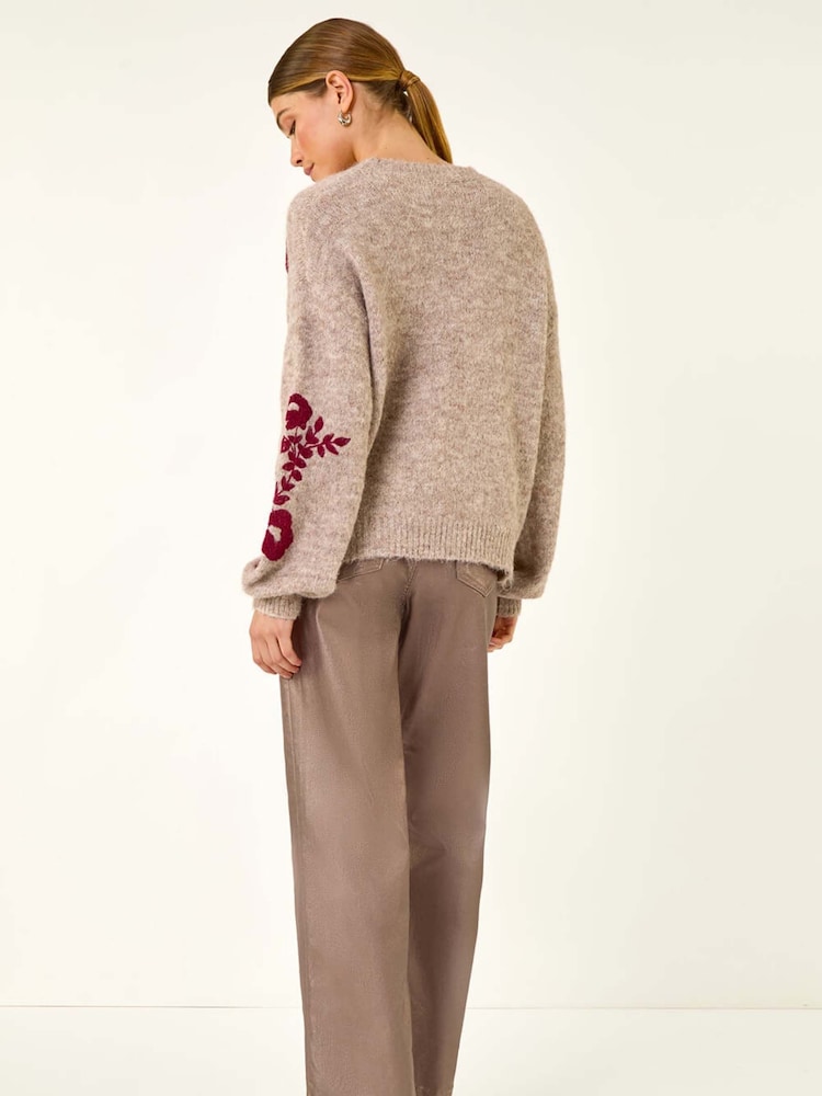 Roman Natural Floral Crew Neck Knit Jumper - Image 2 of 5