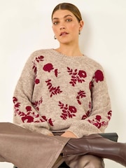 Roman Natural Floral Crew Neck Knit Jumper - Image 4 of 5