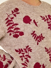 Roman Natural Floral Crew Neck Knit Jumper - Image 5 of 5