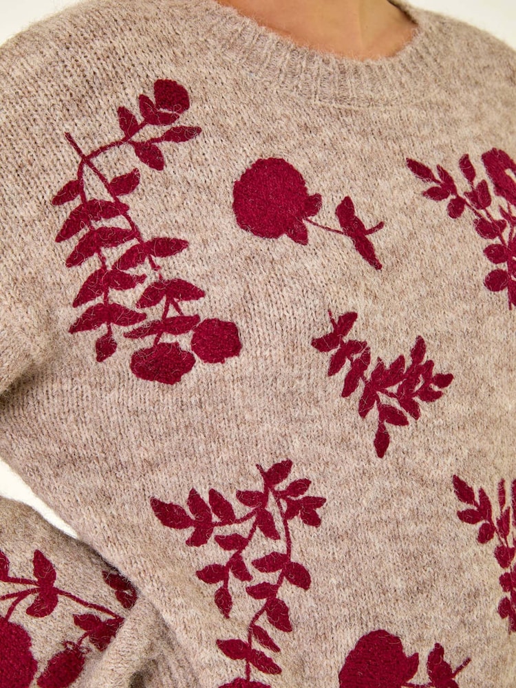 Roman Natural Floral Crew Neck Knit Jumper - Image 5 of 5