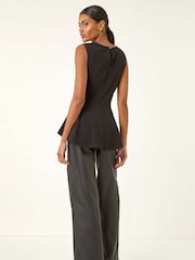 Roman Lace Ponte Peplum Blouse - صورة 3 من 5