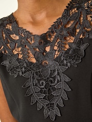 Roman Lace Ponte Peplum Blouse - صورة 5 من 5