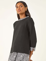 Roman Black Abstract Print Trim Tunic - Image 4 of 5