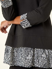 Roman Black Abstract Print Trim Tunic - Image 5 of 5