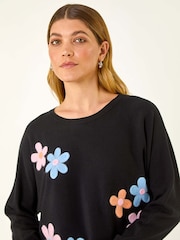 Roman Black Floral Embroidery Knit Jumper - Image 4 of 5