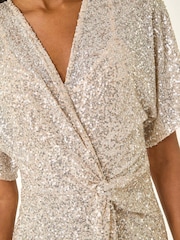 Roman Metallic Sequin Twist Front Stretch Dress - Image 5 of 5