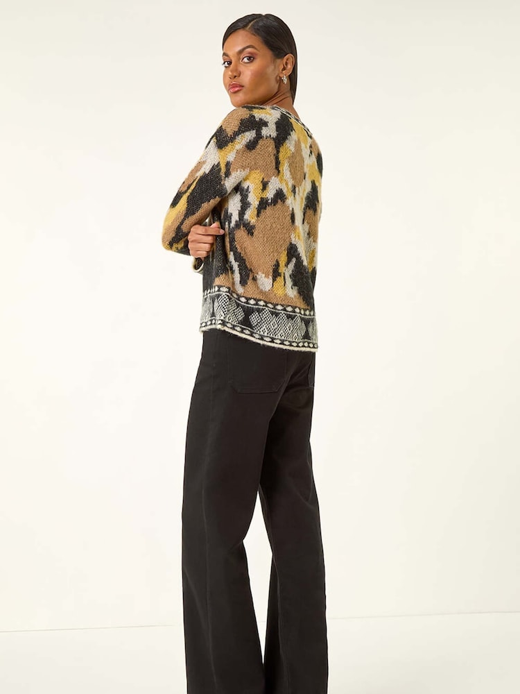 Roman Black Abstract Jacquard Knit Jumper - Image 2 of 5 Roman Black Abstract Jacquard Knit Jumper - Image 2 of 5