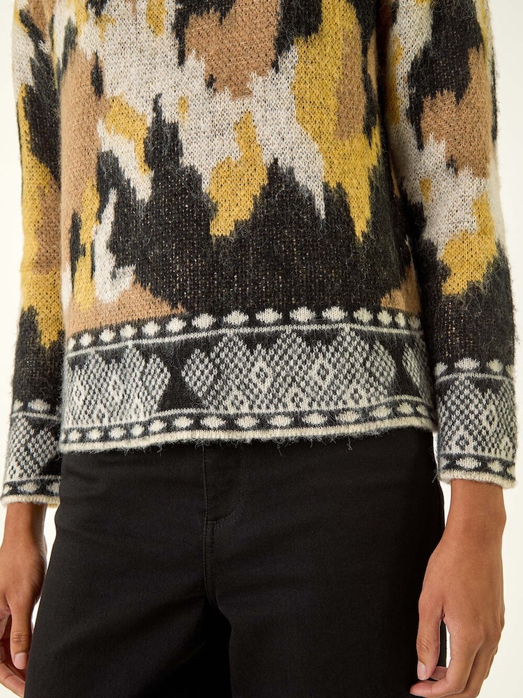 Roman Black Abstract Jacquard Knit Jumper - Image 5 of 5 Roman Black Abstract Jacquard Knit Jumper - Image 5 of 5