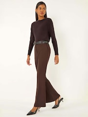 Roman Brown Bootcut Leg Stretch Trousers - Image 2 of 5