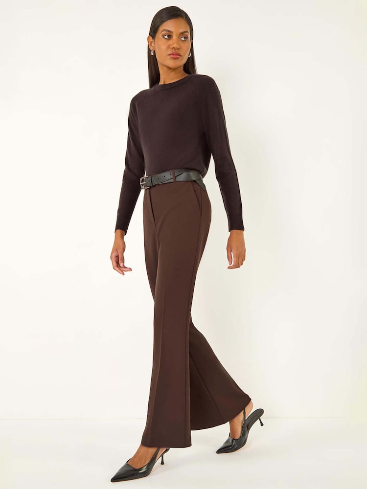 Roman Brown Bootcut Leg Stretch Trousers - Image 2 of 5 Roman Brown Bootcut Leg Stretch Trousers - Image 2 of 5