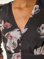 Roman Black Floral Print Hanky Hem Dress - Image 5 of 5