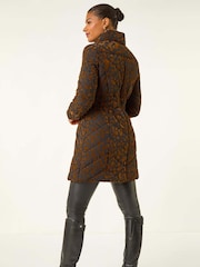 Roman Brown Animal Flock Detail Padded Coat - Image 3 of 5