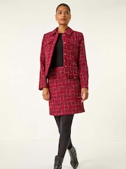 Roman Red Luxury Boucle Textured Jacket - Image 1 of 5