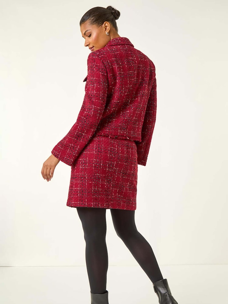 Roman Red Luxury Boucle Textured Jacket - Image 2 of 5