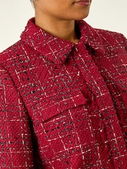 Roman Red Luxury Boucle Textured Jacket - Image 5 of 5