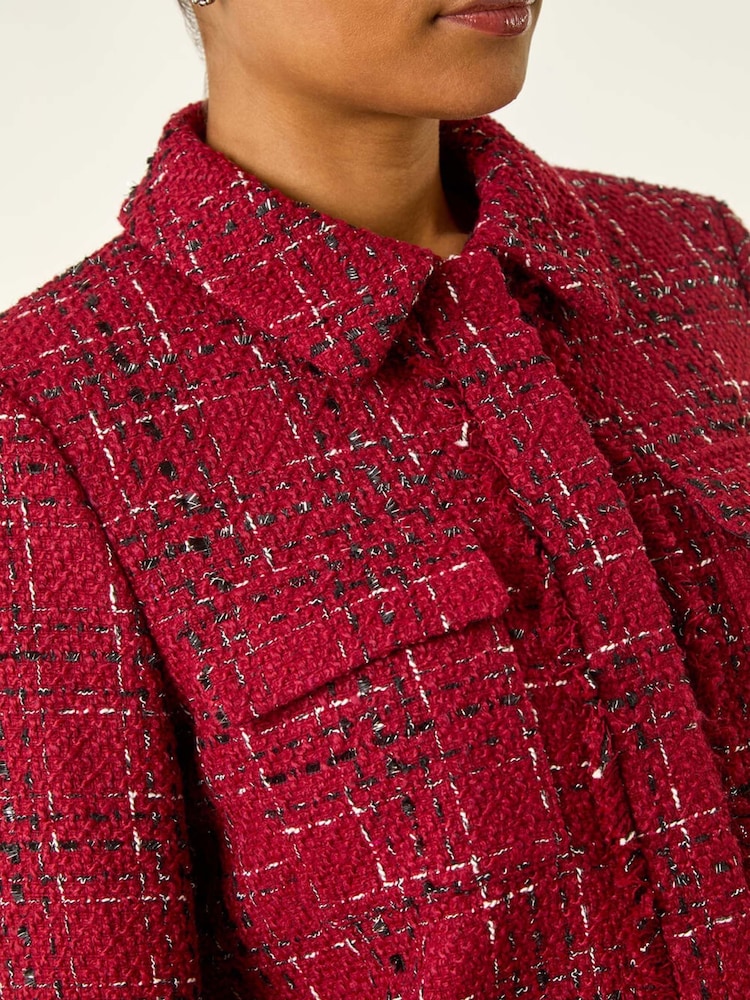 Roman Red Luxury Boucle Textured Jacket - Image 5 of 5