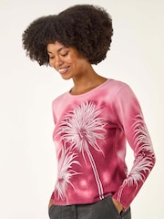 Roman Pink Floral Print Knit Jumper - Image 4 of 5