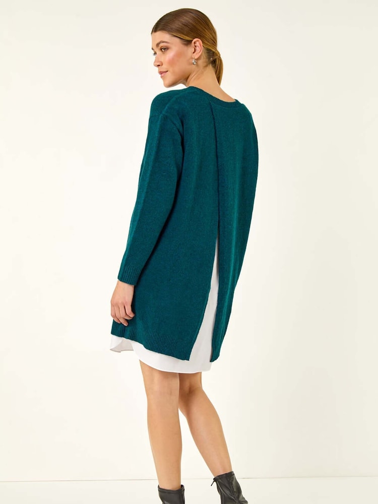 Roman Blue Mock Shirt Knitted Dress - Image 2 of 6 Roman Blue Mock Shirt Knitted Dress - Image 2 of 6