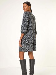 Roman Grey Animal Print Stretch Dress - Image 3 of 5