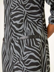 Roman Grey Animal Print Stretch Dress - Image 5 of 5