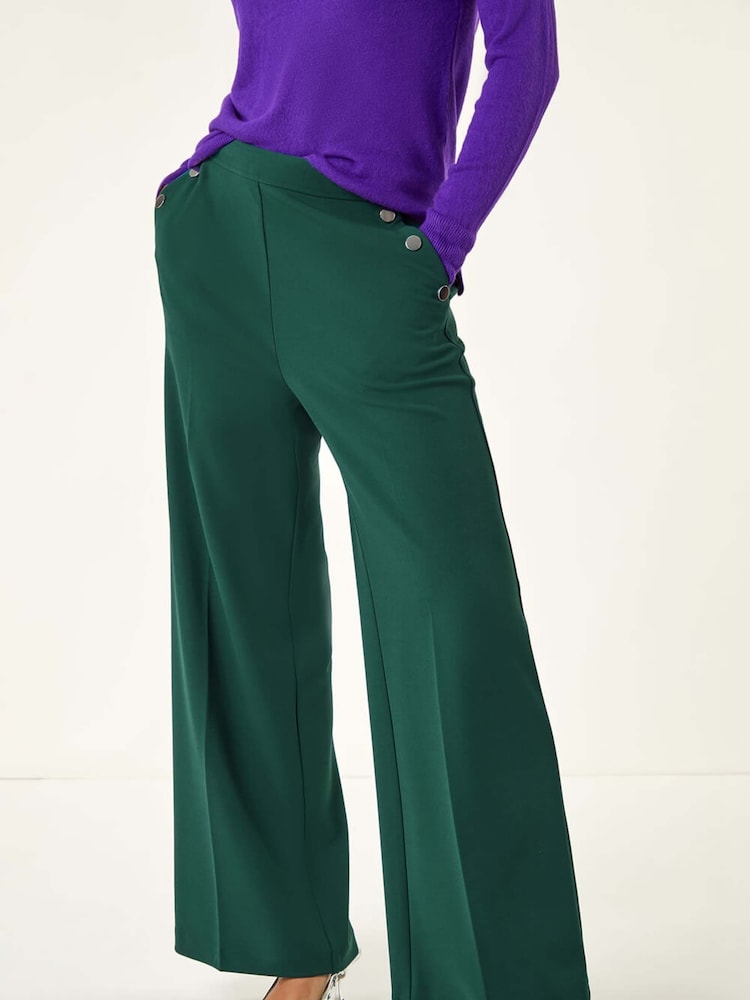 Roman Green Button Pocket Full Length Trousers - Image 1 of 5