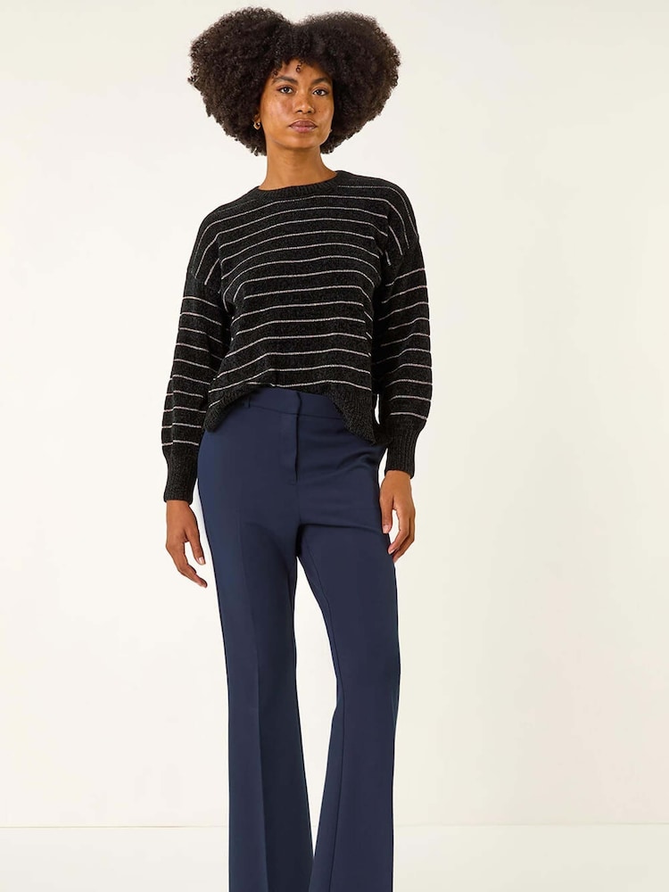 Roman Blue Bootcut Leg Stretch Trousers - Image 2 of 5 Roman Blue Bootcut Leg Stretch Trousers - Image 2 of 5