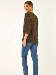 Roman Green Button Back Stretch T-Shirt - Image 4 of 5