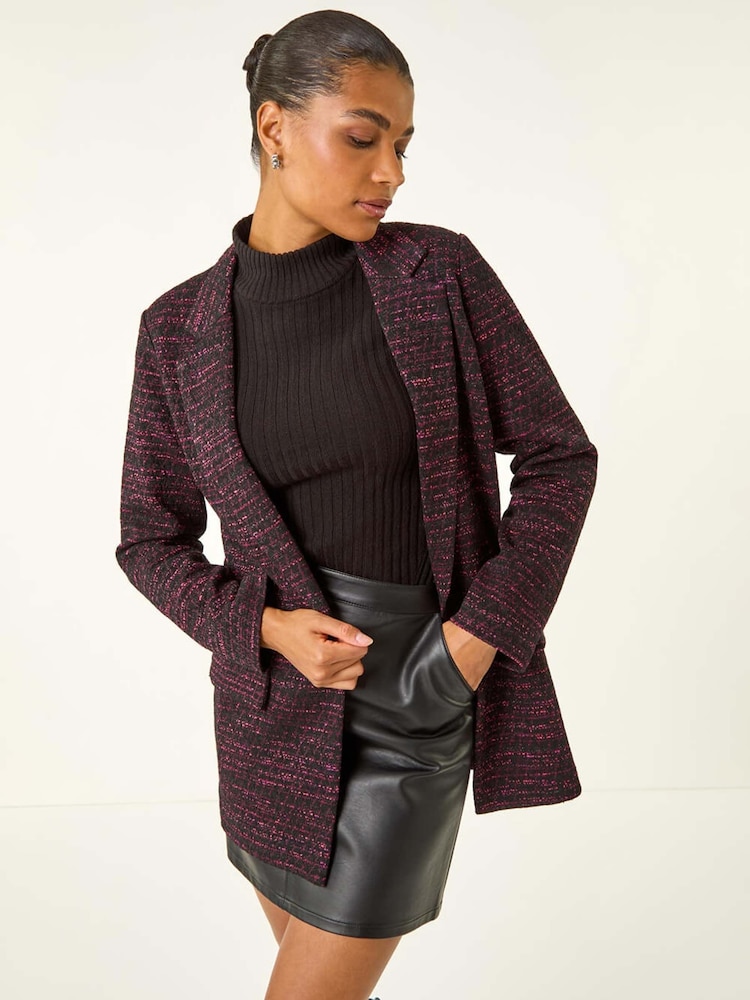 Roman Pink Boucle Jersey Blazer - Image 1 of 5 Roman Pink Boucle Jersey Blazer - Image 1 of 5