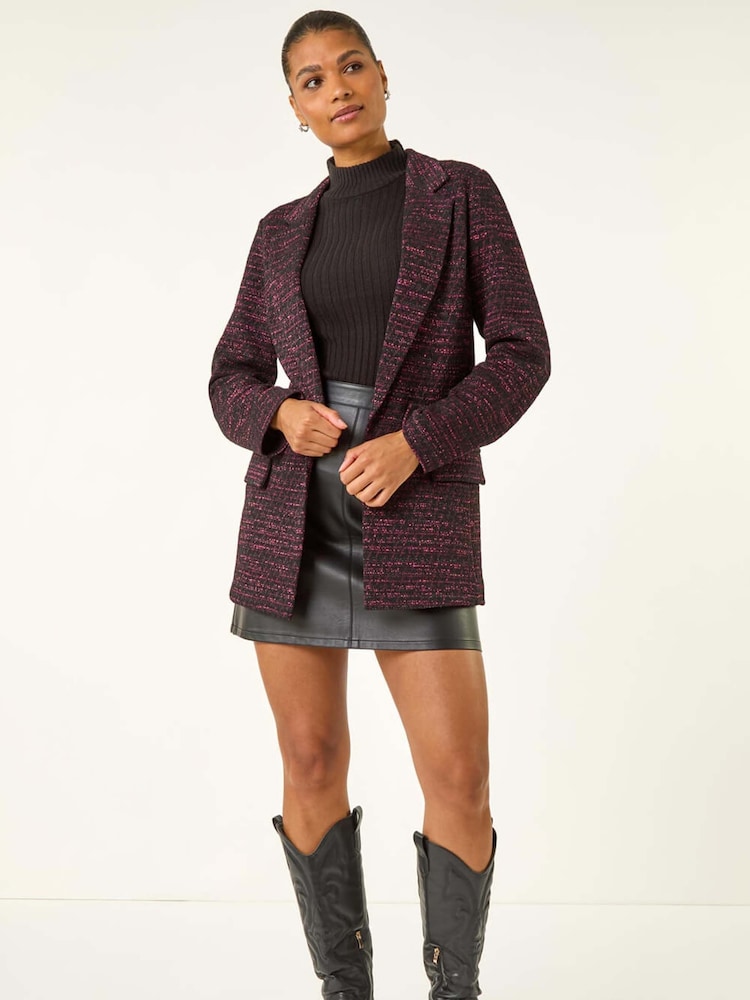 Roman Pink Boucle Jersey Blazer - Image 2 of 5 Roman Pink Boucle Jersey Blazer - Image 2 of 5