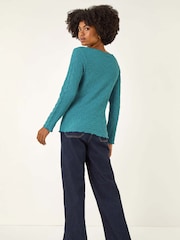 Roman Blue Textured Bubble Crepe Lettuce Edge T-Shirt - Image 2 of 5
