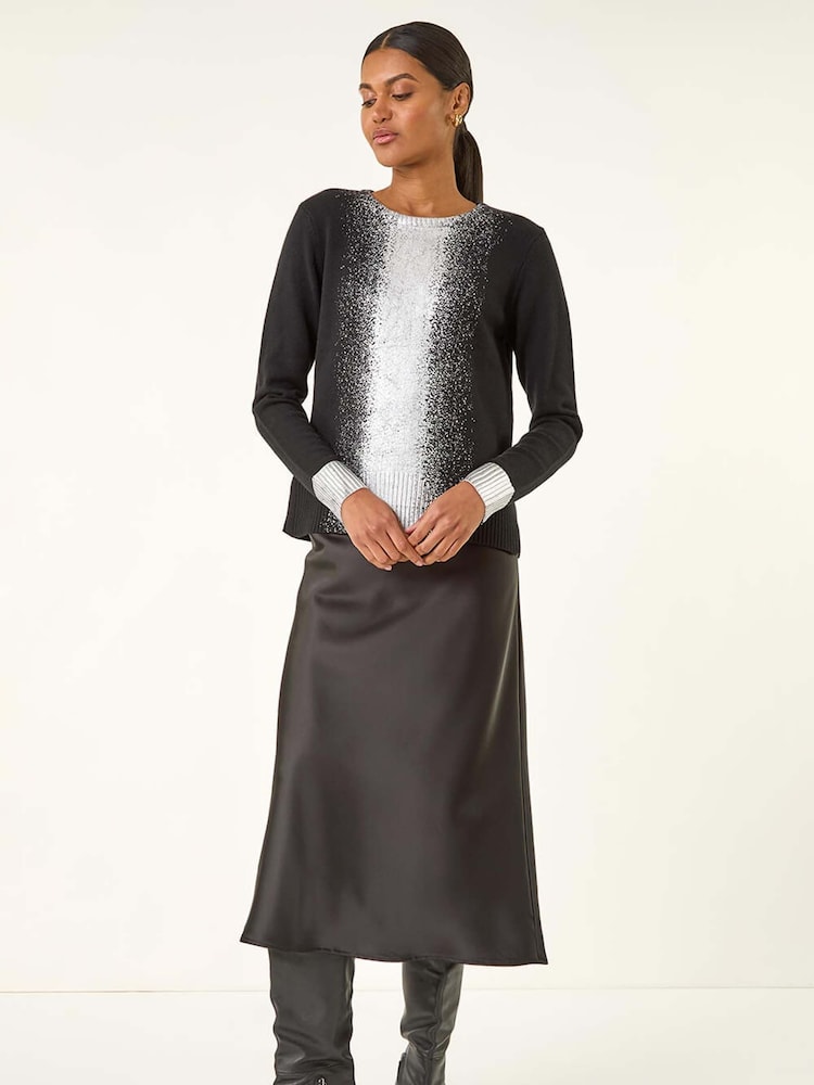 Roman Black Foil Print Crew Neck Knit Jumper - Image 2 of 5